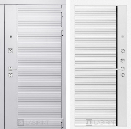 Входная дверь PIANO WHITE 22 - Белый софт, черная вставка 880х2050 правая/левая