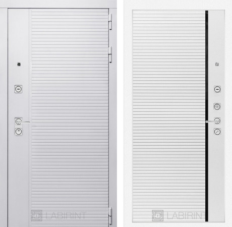 Входная дверь PIANO WHITE 22 - Белый софт, черная вставка 880х2050 правая/левая Входная дверь PIANO WHITE 22 - Белый софт, черная вставка 880х2050 правая/левая